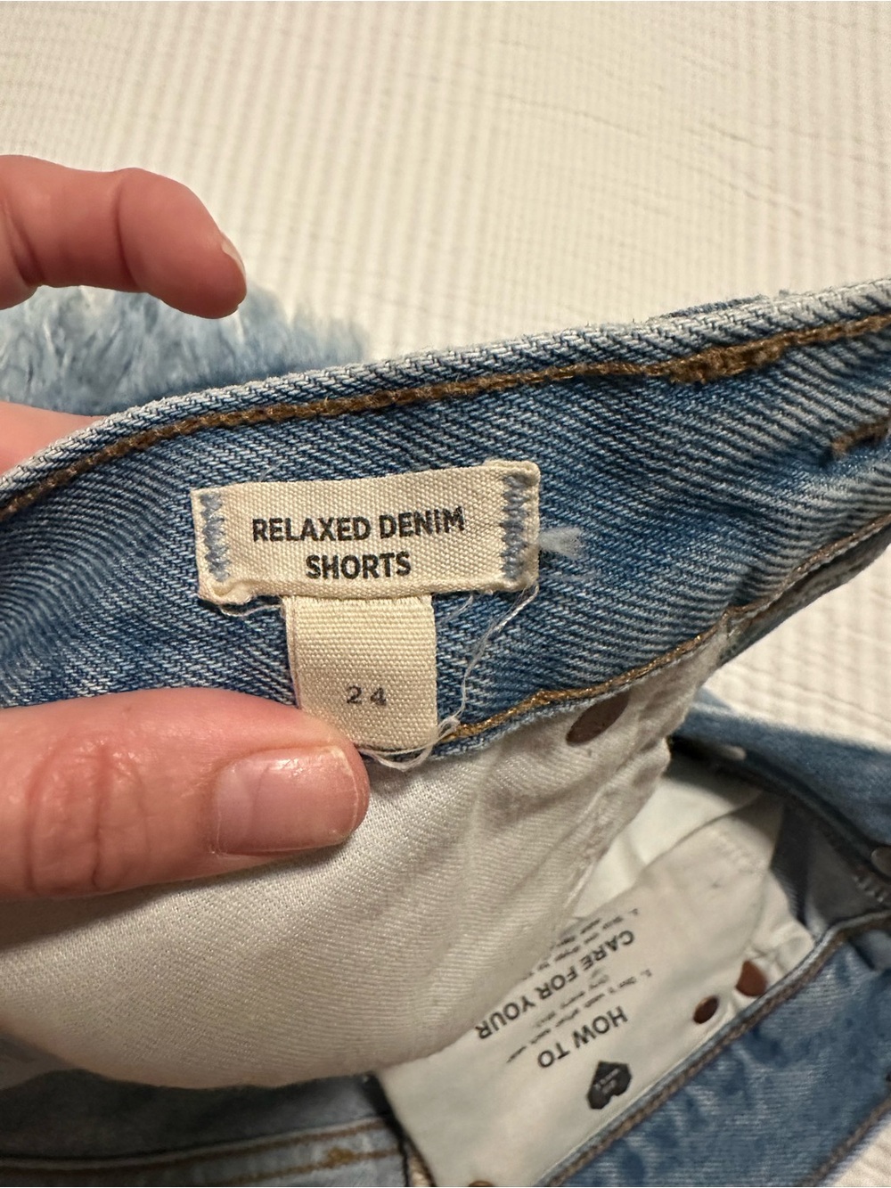 Madewell Light Blue Frayed Denim Shorts - Picture 3 of 4
